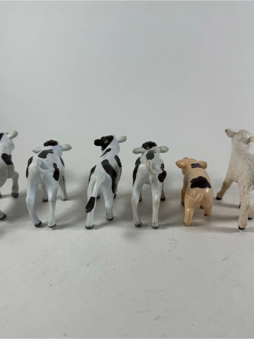 AAA Vintage Animal Figure Lot Bull Cow Piglet Sheep Calf Farm Solid Rubber Toys